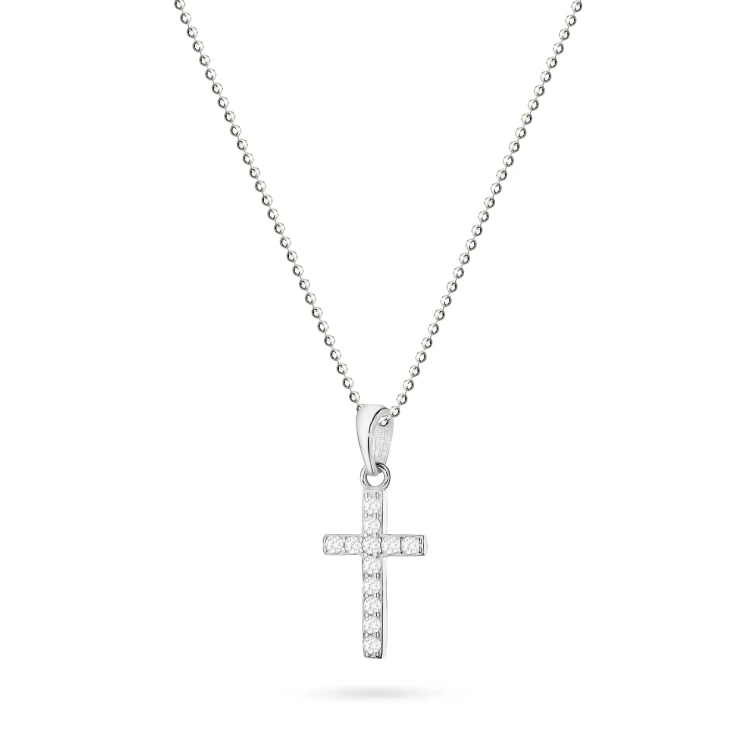 Srebrny komplet zawieszka krzyżyk z cyrkoniami D070-925-BS-L083 marko
