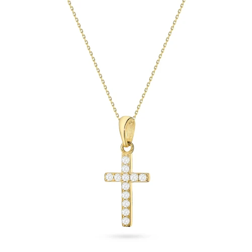 Srebrny pozłacany komplet mały krzyżyk z cyrkoniami D070-925-BZ-L014 marko