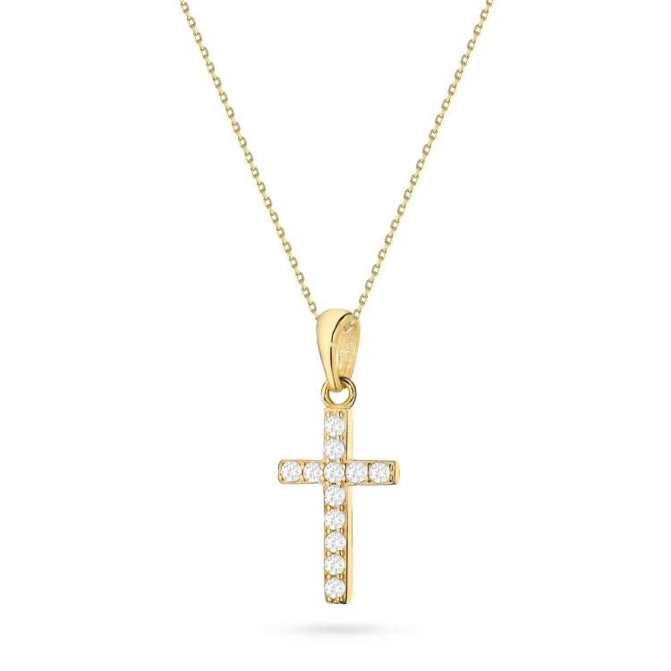 Srebrny pozłacany komplet mały krzyżyk z cyrkoniami D070-925-BZ-L014 marko