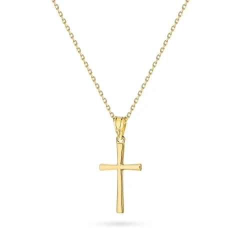 Pozłacany gładki krzyżyk na łańcuszku ankier D375-925-Z-L014 marko