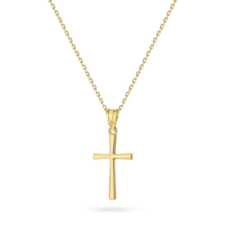 Pozłacany gładki krzyżyk na łańcuszku ankier D375-925-Z-L014 marko