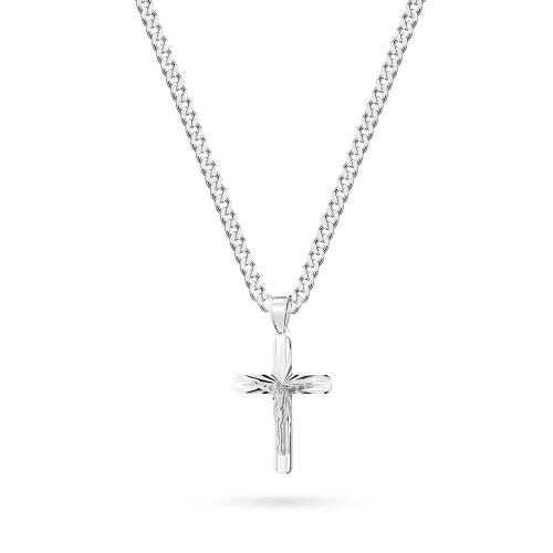 Diamentowany krzyżyk z Jezusem na łańcuszku pancerka 50cm srebro D363-925-S-L219-50 marko