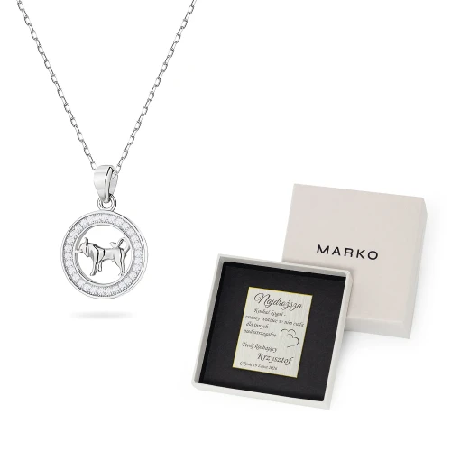 Srebrny naszyjnik zawieszka Byk na łańcuszku ankier cyrkonie Zodiak Z624-925-BY-L028 marko