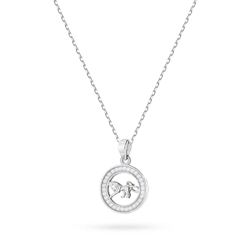 Srebrny naszyjnik zawieszka Lew na łańcuszku ankier cyrkonie Zodiak Z624-925-LE-L028 marko