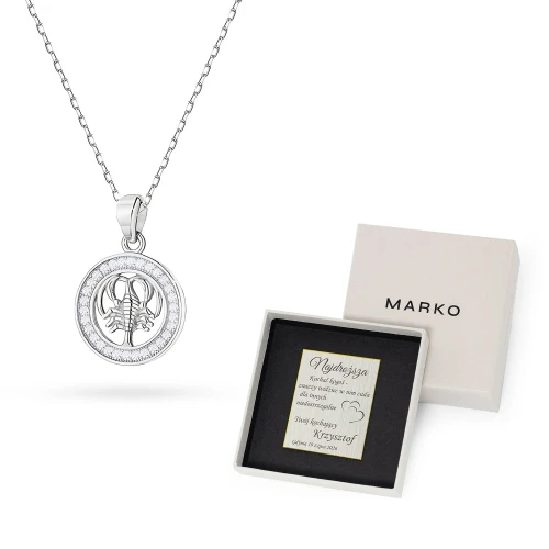 Srebrny naszyjnik zawieszka Rak na łańcuszku ankier cyrkonie Zodiak Z624-925-RA-L028 marko