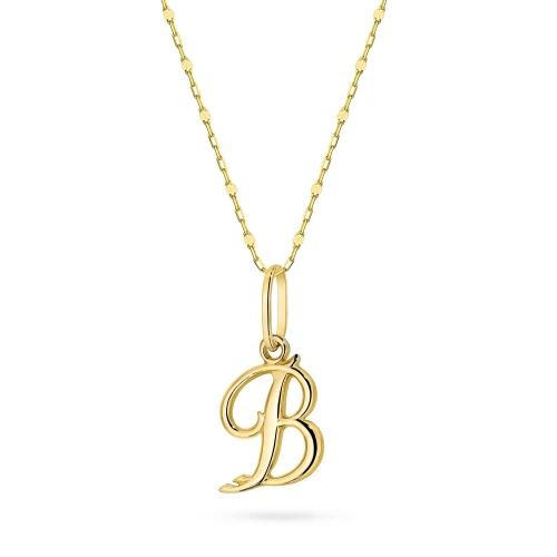 Złoty naszyjnik literka B diamentowany łańcuszek ankier Imiona Z164-585-B-L158 marko