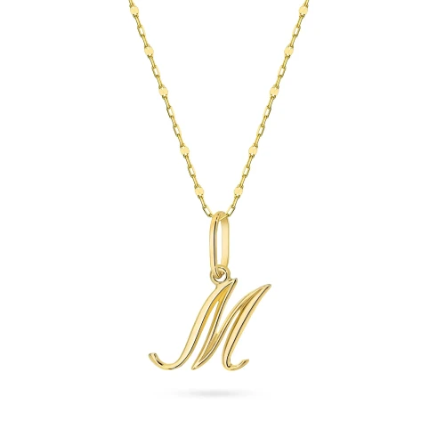 Złoty naszyjnik literka M diamentowany łańcuszek ankier Imiona Z164-585-M-L158 marko
