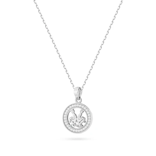 Srebrny naszyjnik zawieszka Bliźnięta na łańcuszku ankier cyrkonie Zodiak Z624-925-BL-L028 marko