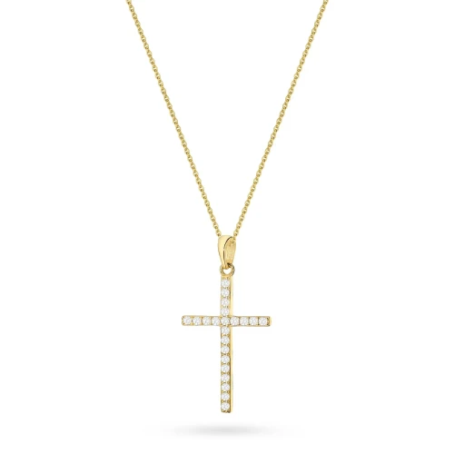 Srebrny pozłacany komplet mały krzyżyk z cyrkoniami D072-925-BZ-L044 marko