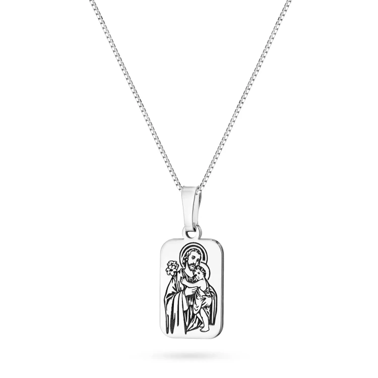 Srebrny medalik Święty Józef z Dzieciątkiem Jezus na łańcuszku D109-925-S-L100 marko