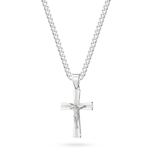 Srebrny krzyżyk z Jezusem na łańcuchu pancerka 50cm  D367-925-S-L221-50 marko