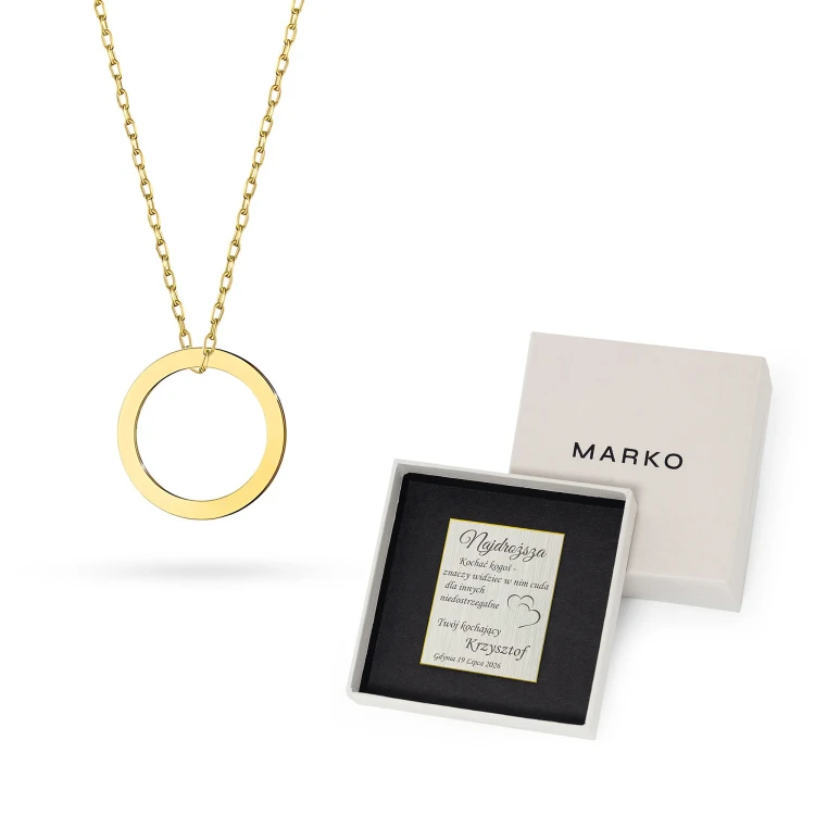 Złoty naszyjnik koło ring karma z łańcuszkiem Fancy 333 Z081-333-L039 marko
