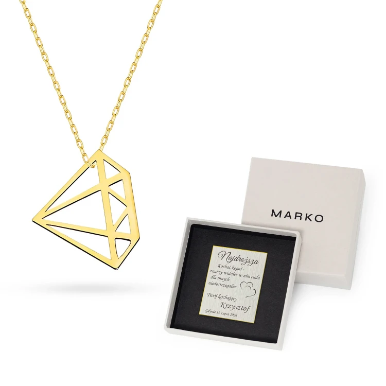 Złoty naszyjnik Celebrytka diament Fancy grawer gratis Z221-333-L039 marko
