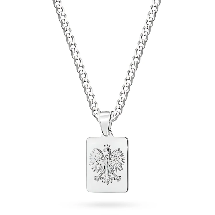 Srebrny nieśmiertelnik z Godłem Polski orzeł pancerka D387-925-S-L049 marko