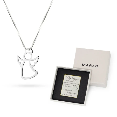 Srebrny komplet wisiorek aniołek na łańcuszku Z085-925-S-L083 marko