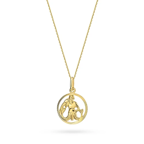 Złoty wisiorek zdobiona zawieszka na łańcuszku naszyjnik Wodnik Zodiak Z371-585-WO-L178 marko