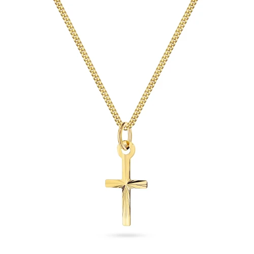 Złoty łańcuszek pancerka 375 i krzyżyk diamentowany D448-375-L042 marko