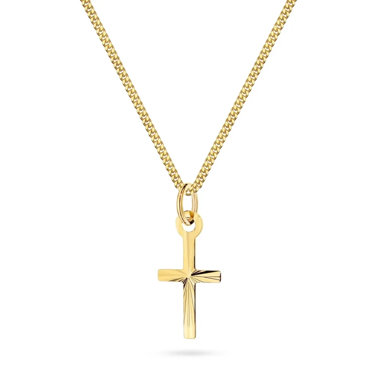 Złoty łańcuszek pancerka 375 i krzyżyk diamentowany D448-375-L042 marko