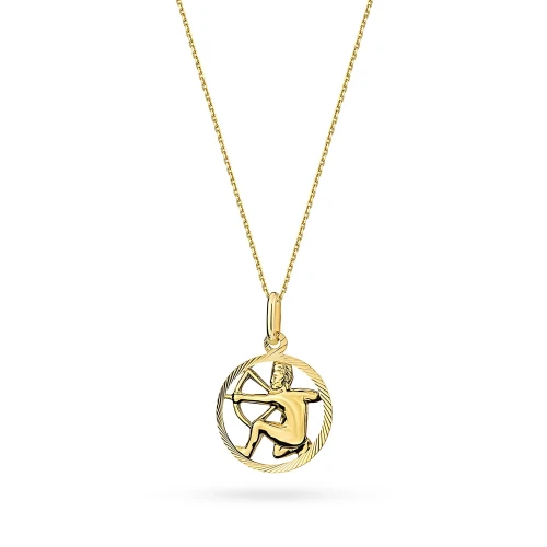 Złoty wisiorek zdobiona zawieszka na łańcuszku naszyjnik Strzelec Zodiak Z371-585-STRZELEC-L178-45 marko