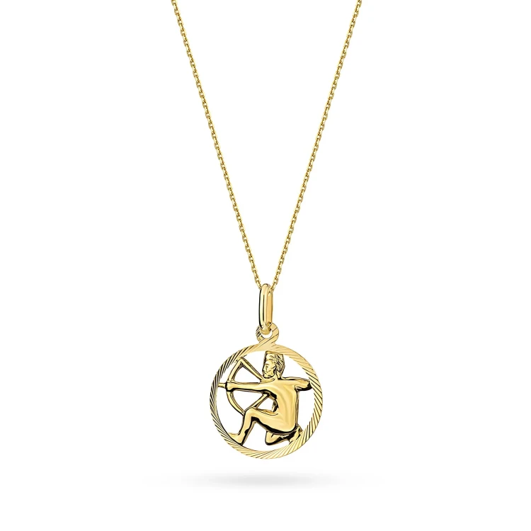 Złoty wisiorek zdobiona zawieszka na łańcuszku naszyjnik Strzelec Zodiak Z371-585-STRZELEC-L178-45 marko