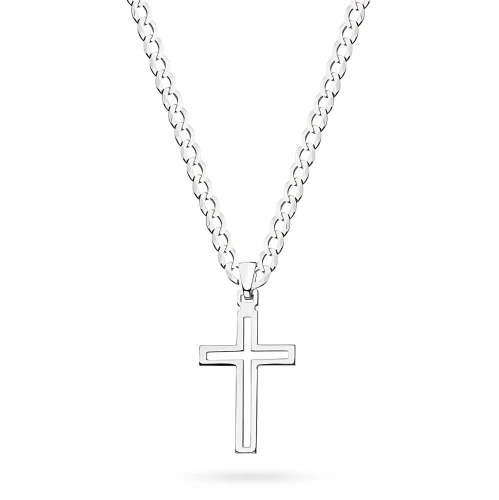 Srebrny ażurowy krzyżyk z łańcuszkiem pancerka 60cm D291-925-L048-60 marko