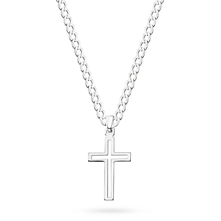 Srebrny ażurowy krzyżyk z łańcuszkiem pancerka 60cm D291-925-L048-60 marko