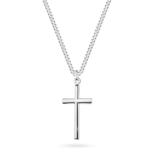 Srebrny krzyżyk minimalistyczny na łańcuszku pancerka 55cm D155-925-L219-55 marko