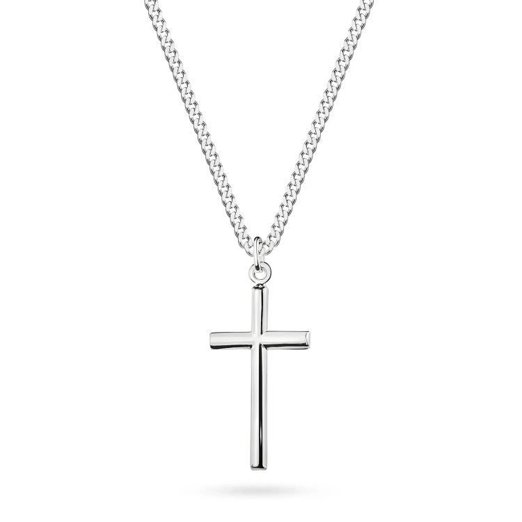 Srebrny krzyżyk minimalistyczny na łańcuszku pancerka 55cm D155-925-L219-55 marko