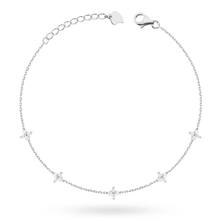 Srebrny komplet choker i bransoletka kwiatki cyrkonie Soledo  N881-B015-925-S marko
