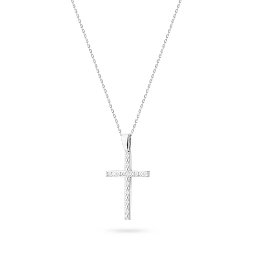 Łańcuszek z krzyżykiem z białego złota brylanty prezent pamiątka D265-B585-B-L006 marko