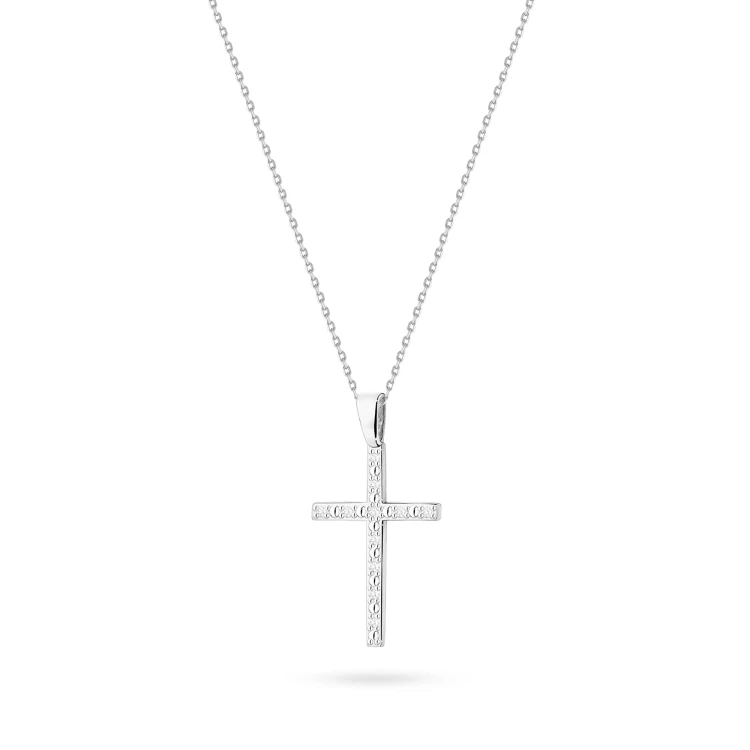 Łańcuszek z krzyżykiem z białego złota brylanty prezent pamiątka D265-B585-B-L006 marko