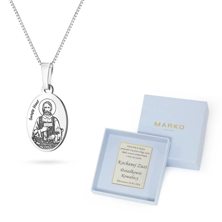 Srebrny medalik Święty Józef na łańcuszku  D106-925-S-L100 marko