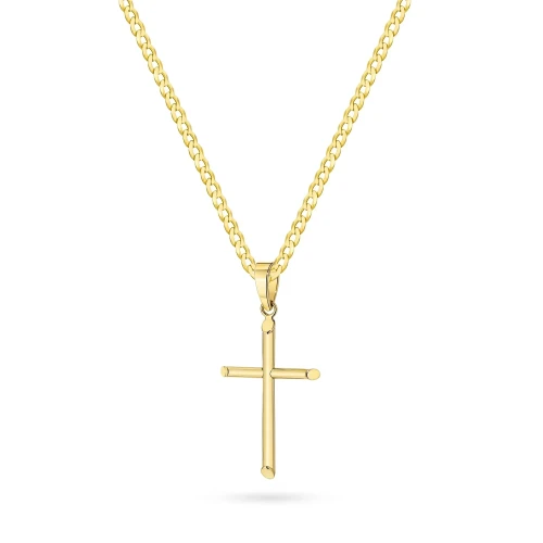 Komplet złoty minimalistyczny krzyżyk na łańcuszku pancerka D553-333-L005 marko