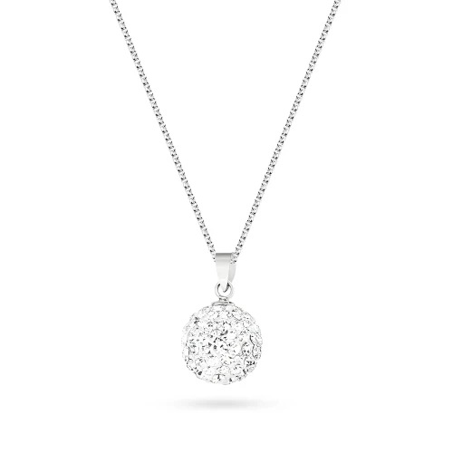 Komplet biżuterii srebrnej shamballa Swarovski kolczyki zawieszka łańcuszek