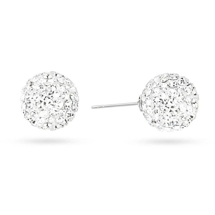 Komplet biżuterii srebrnej shamballa Swarovski kolczyki zawieszka łańcuszek