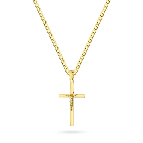 Pozłacany srebrny łańcuszek pancerka z krzyżykiem D302-925-Z-L049 marko