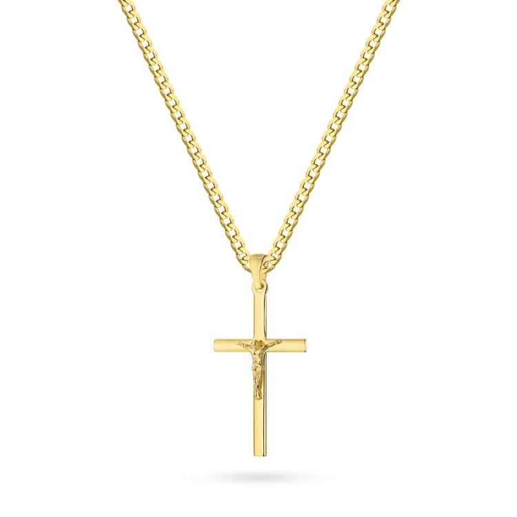 Pozłacany srebrny łańcuszek pancerka z krzyżykiem D302-925-Z-L049 marko