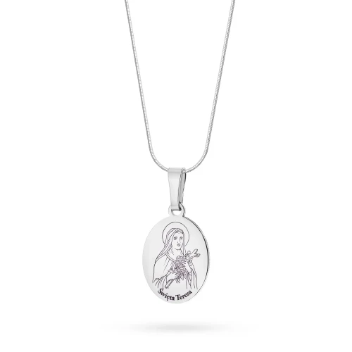 Srebrny komplet medalik Święta Teresa na łańcuszku D008-925-S-L228 marko