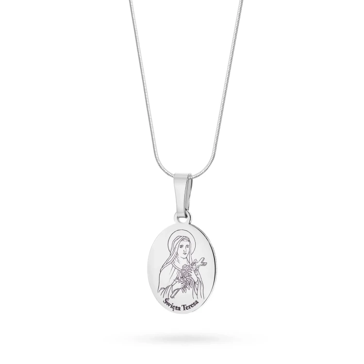 Srebrny komplet medalik Święta Teresa na łańcuszku D008-925-S-L228 marko