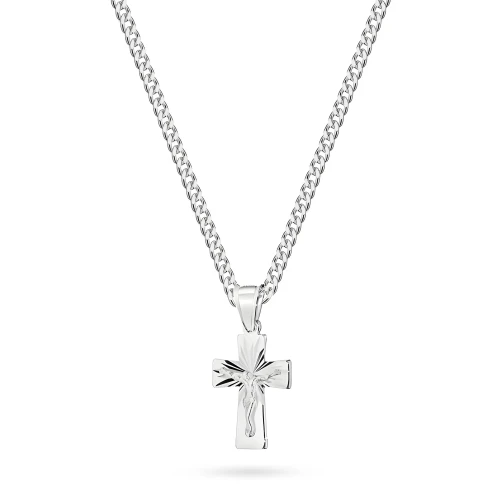 Srebrny zdobiony krzyżyk z Jezusem z łańcuszkiem pancerka 55cm D359-925-S-L222-55 marko