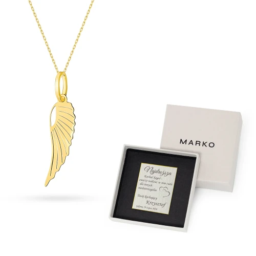 Złoty komplet zawieszka skrzydło na łańcuszku ankier Virino Z005-585-L039 marko