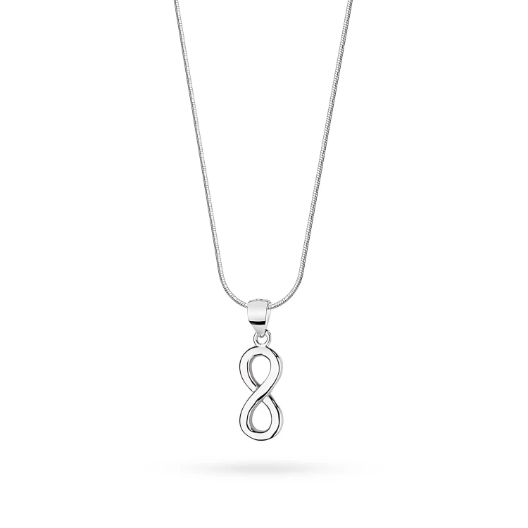 Srebrny komplet zawieszka Infinity nieskończoność na łańcuszku żmijka Z033-925-L228 marko