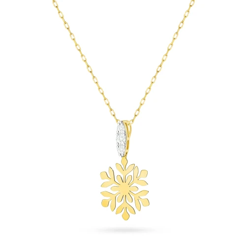 Złoty naszyjnik gwiazdka śnieżynka z cyrkoniami na łańcuszku ankier Z782-333-B-L149 marko