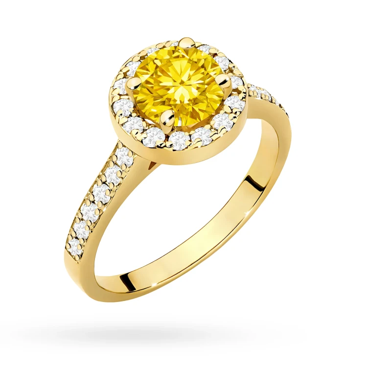 Pierścionek żółte złoto żółty diament laboratoryjny 1,00ct i kamieni boczne Lab Diamonds W0551.Z3.LDY.04 marko