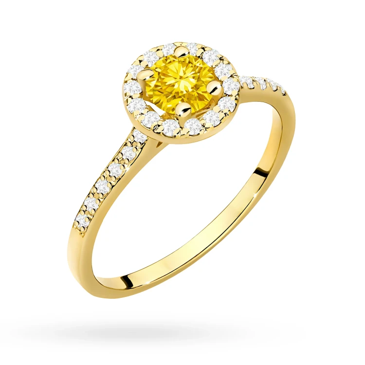 Pierścionek żółte złoto żółty diament laboratoryjny 0,50ct i kamieni boczne Lab Diamonds W0551.Z3.LDY.02 marko