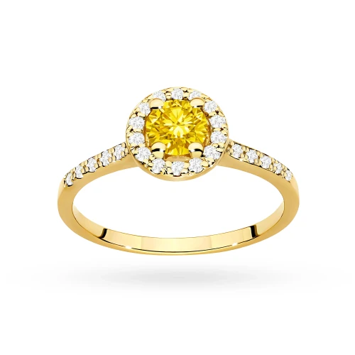 Pierścionek żółte złoto żółty diament laboratoryjny 0,50ct i kamieni boczne Lab Diamonds W0551.Z3.LDY.02 marko