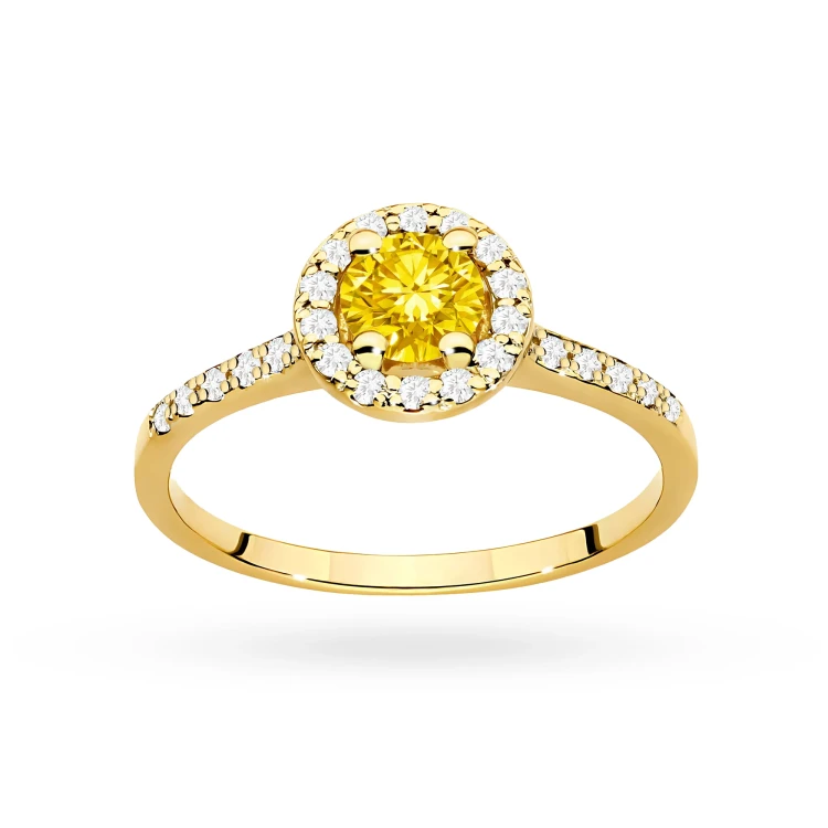 Pierścionek żółte złoto żółty diament laboratoryjny 0,50ct i kamieni boczne Lab Diamonds W0551.Z3.LDY.02 marko