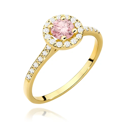 Pierścionek żółte złoto różowy diament laboratoryjny 0,50ct i kamieni boczne Lab Diamonds W0551.Z3.LDP.02 marko