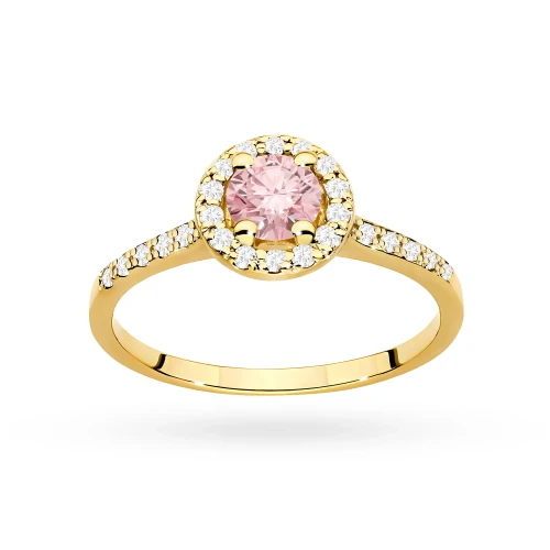 Pierścionek żółte złoto różowy diament laboratoryjny 0,50ct i kamieni boczne Lab Diamonds W0551.Z3.LDP.02 marko