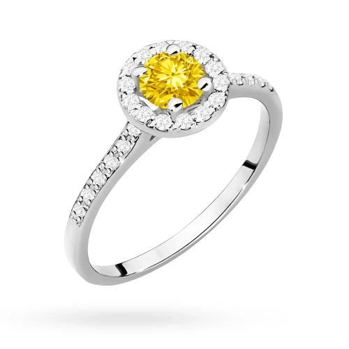 Pierścionek białe złoto żółty diament laboratoryjny 0,50ct i kamieni boczne Lab Diamonds W0551.B3.LDY.02 marko